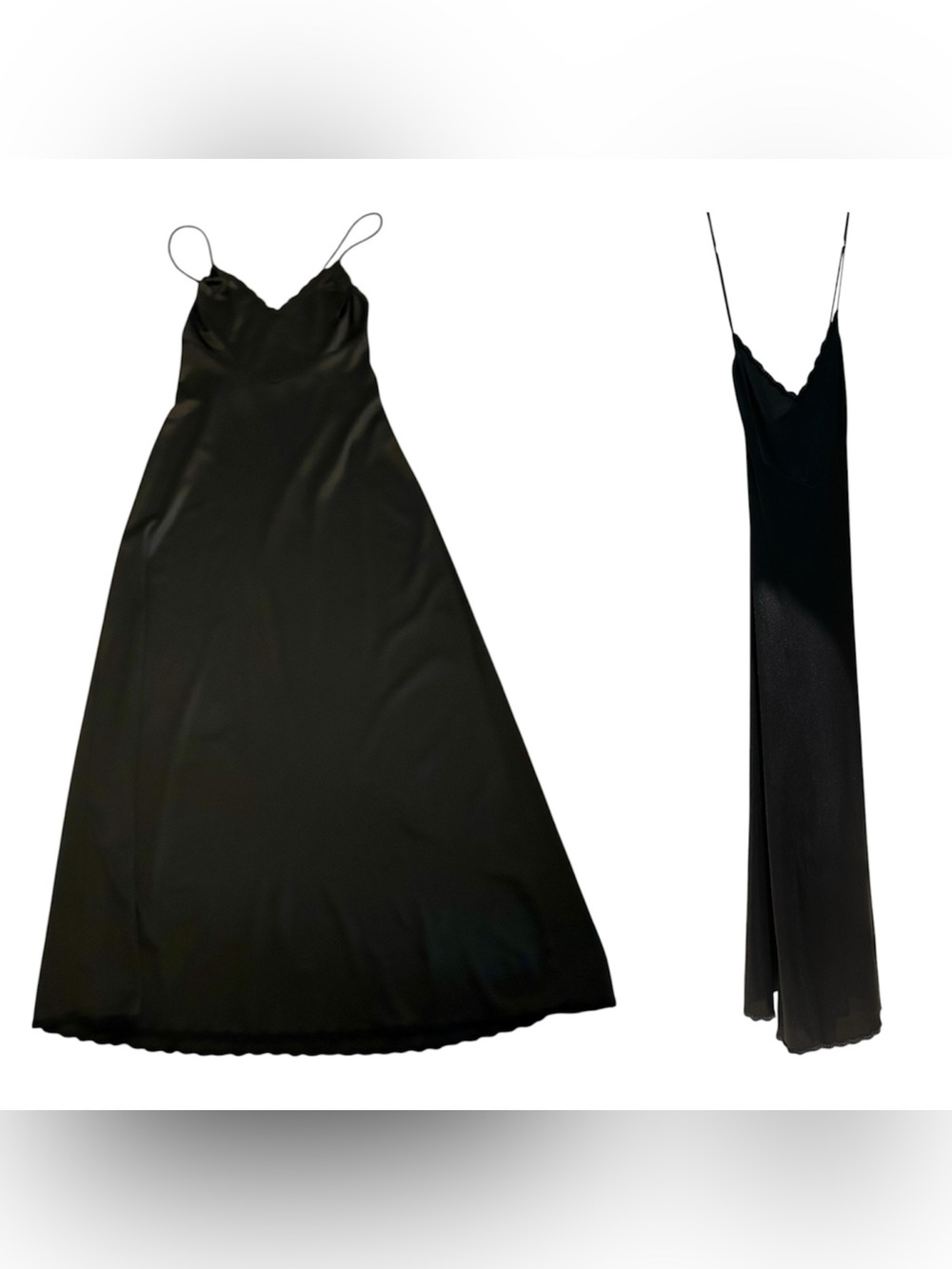 1970s Vanity Fair Disco Style Black Satin Slip Spaghetti Straps Glam
Nightgown